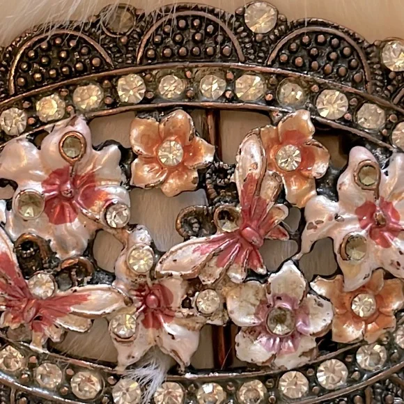 Vintage Brass & Enamel Belt Buckle - Picture 3 of 7